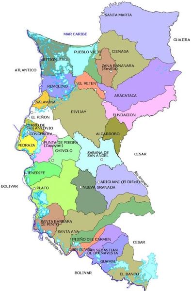 Mapa del Departamento del Magdalena